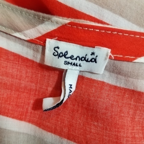 ~ Splendid top striped orange beige cuff‎ scoop S - Picture 7 of 7